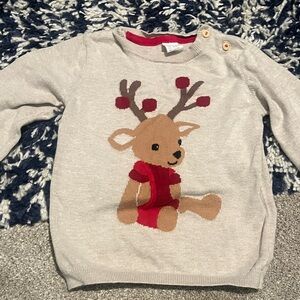H&M Kids Sweater with Reindeer Design - Light Gray